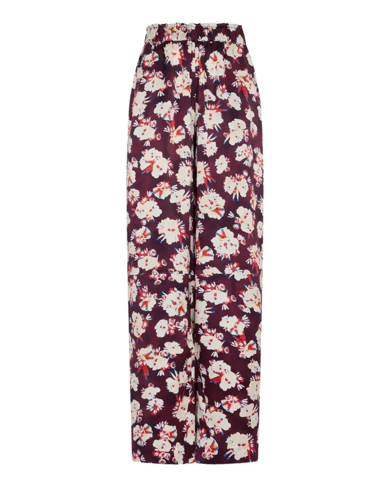 Paco Rabanne floral-patterned silk trousers - Rot Rot