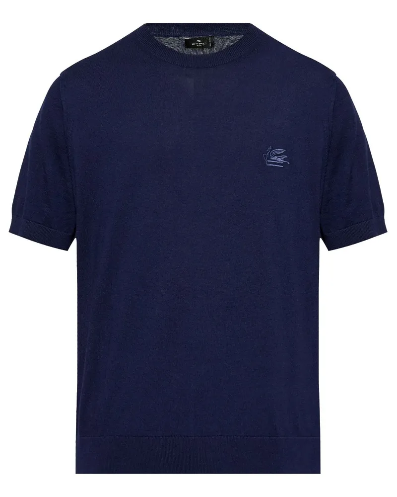 Etro T-Shirt mit Pegaso-Stickerei - Blau Blau