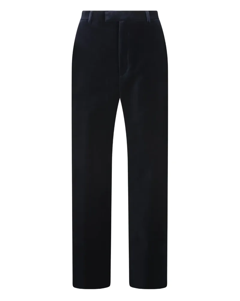 Gucci Hose aus Samt mit Logo-Stickerei - Blau Blau