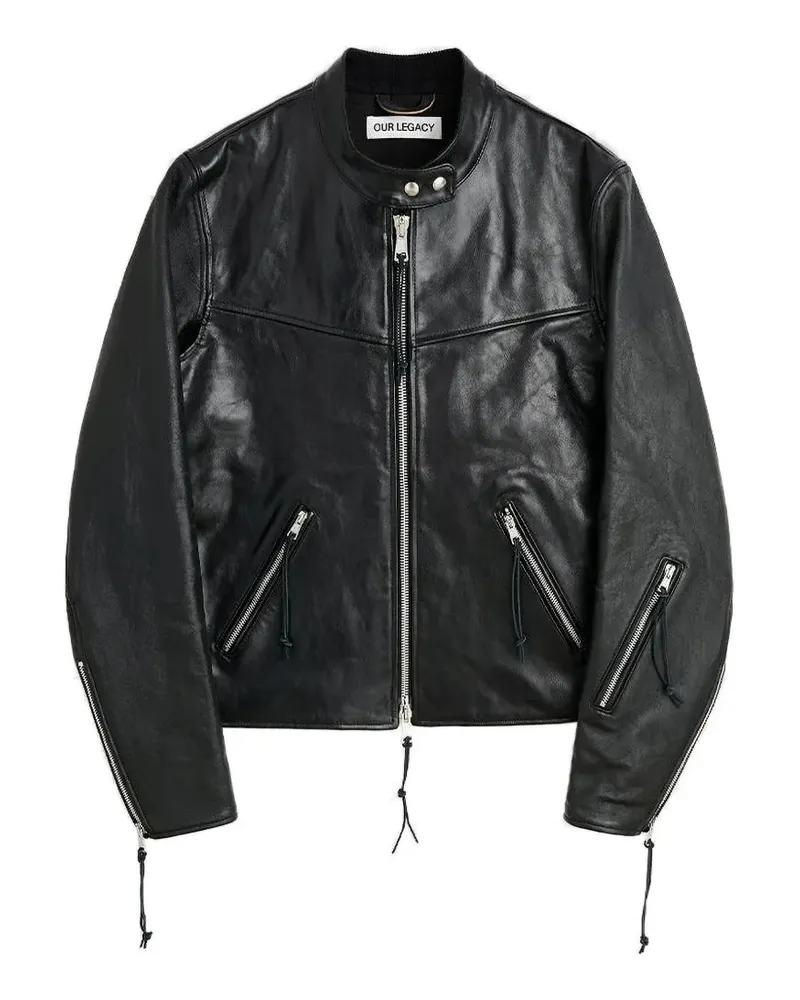 Our Legacy Yurei buffed leather jacket - Schwarz Schwarz