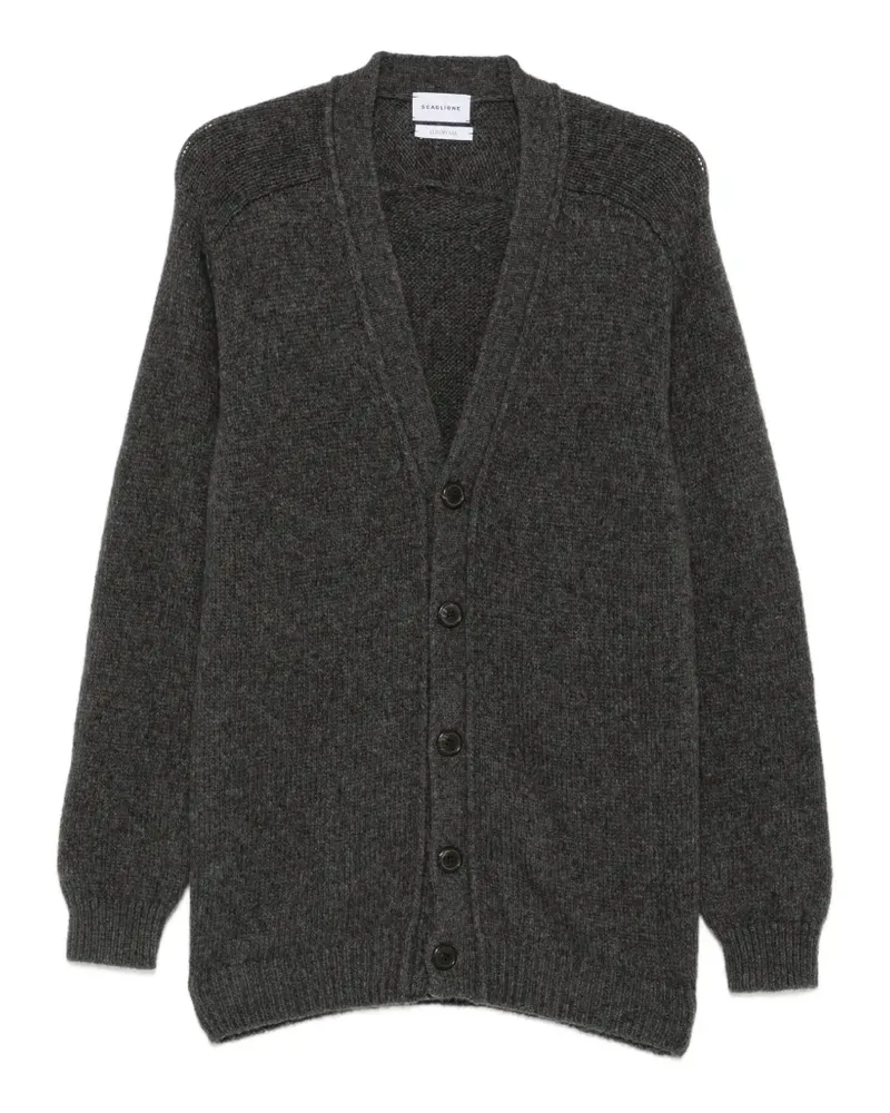 Scaglione Gerippter Cardigan mit V-Ausschnitt - Grau Grau