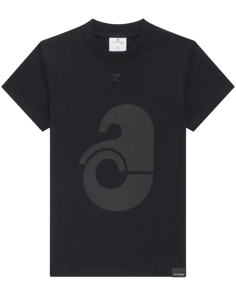 Courrèges Klassisches T-Shirt Schwarz