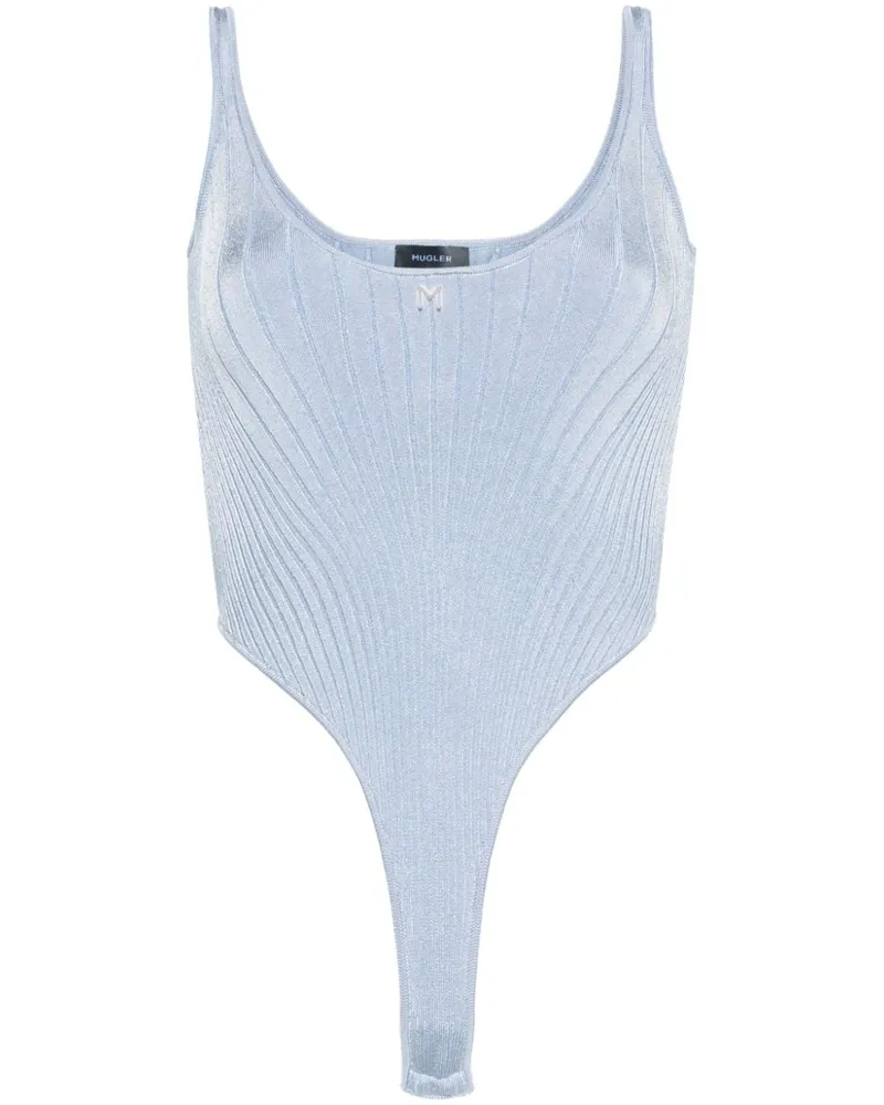 Thierry Mugler Gestrickter Body - Blau Blau