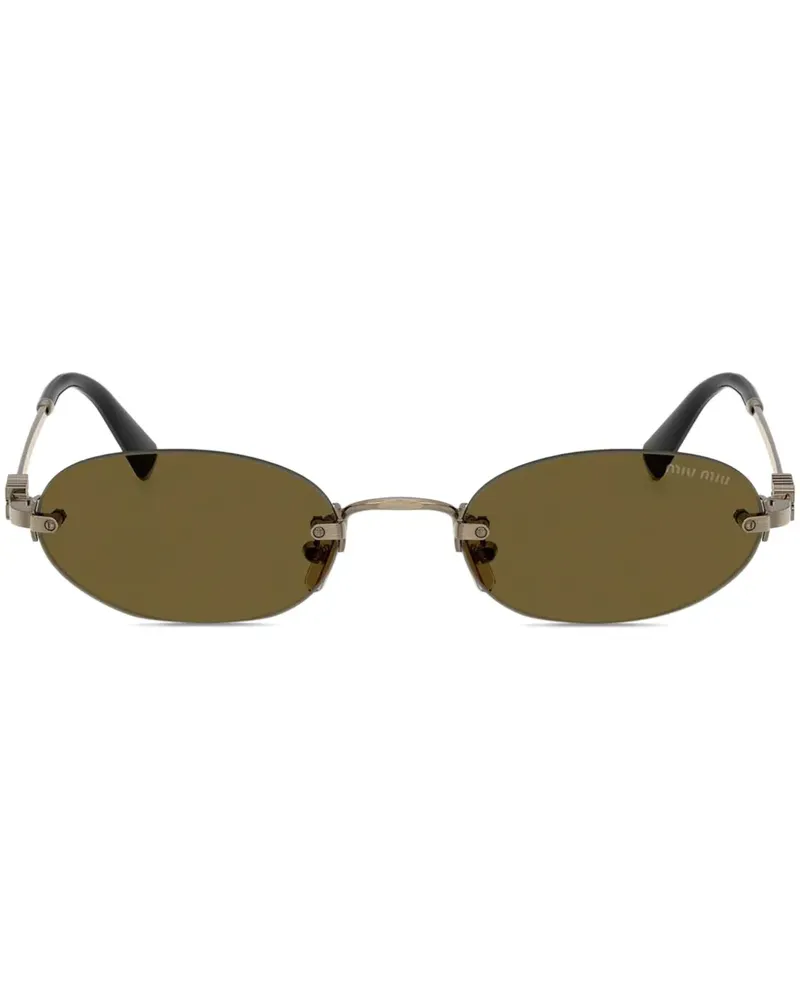 Miu Miu Sonnenbrille mit ovalem Gestell - Gold Gold