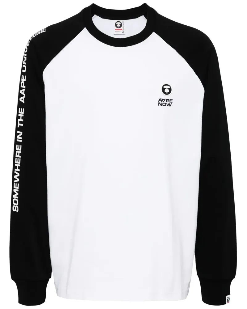 BAPE Raglanärmel-T-Shirt mit Logo-Patch - Weiß Weiß