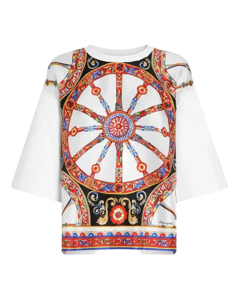 Dolce & Gabbana Jersey-T-Shirt mit Carretto-Print - Weiß Weiß