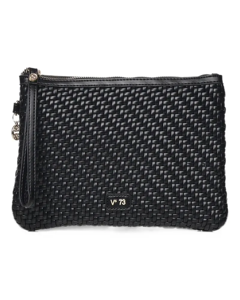 V°73 woven-design zip-top clutch bag - Schwarz Schwarz