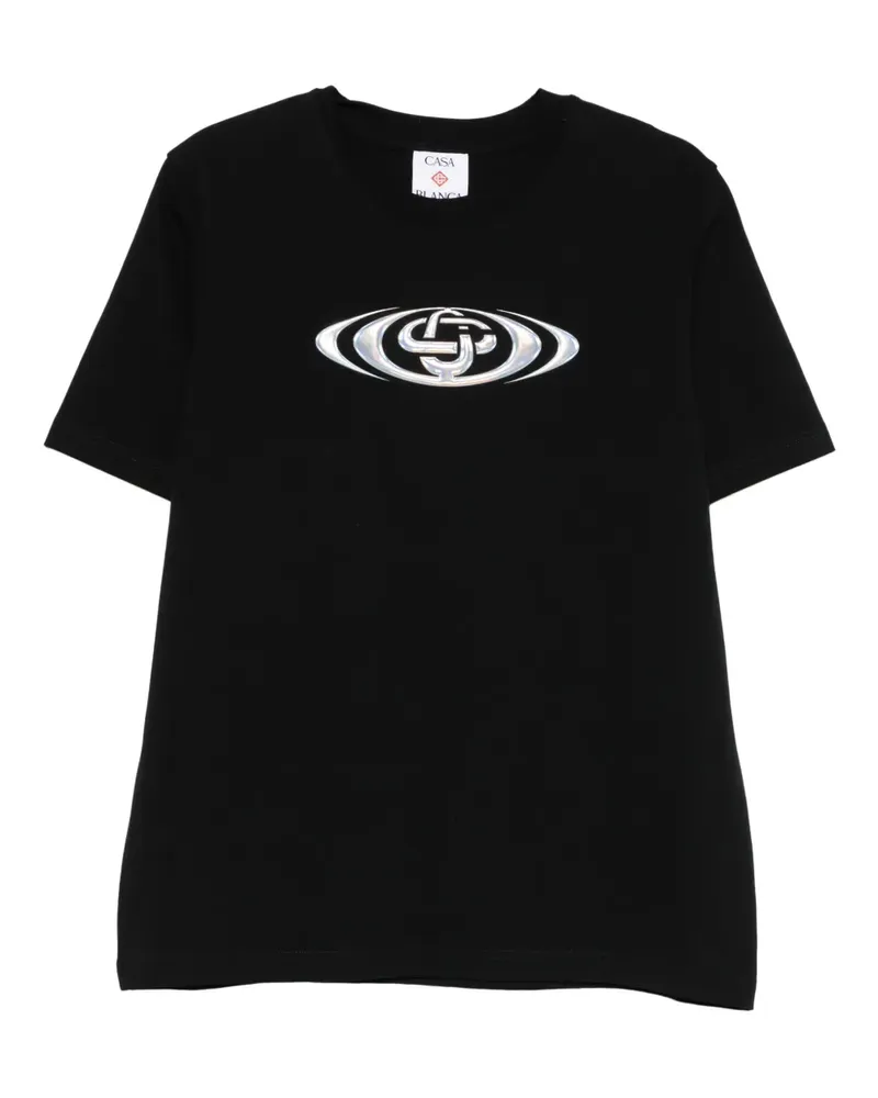 Casablanca Paris T-Shirt mit verzerrtem Logo - Schwarz Schwarz