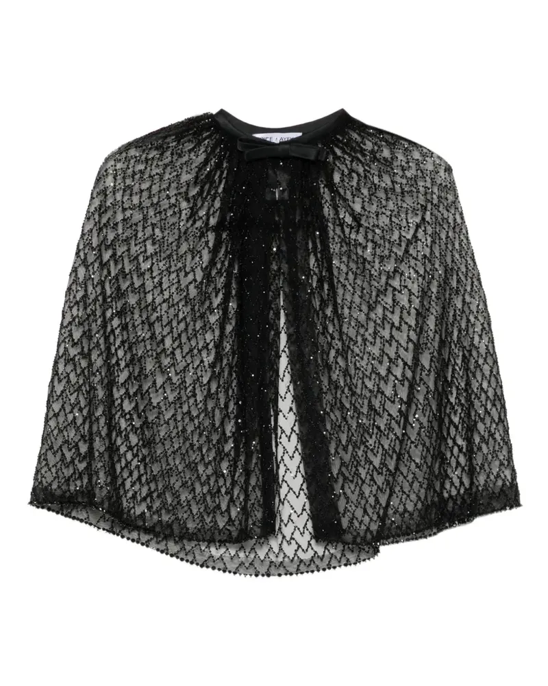 Dice Kayek Cape mit Pailletten und Schleife - Schwarz Schwarz