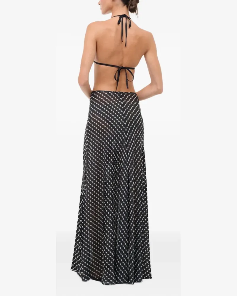 STAUD Velma geometric-print silk maxi skirt - Schwarz Schwarz