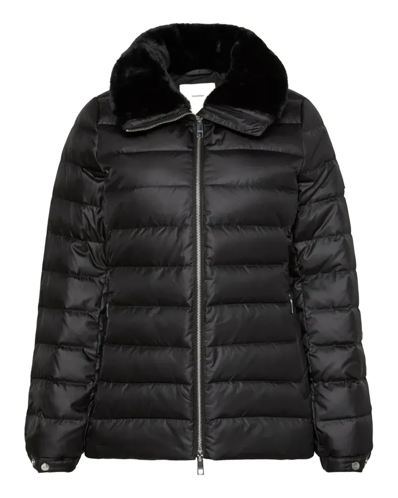 Calvin Klein faux-fur-trim quilted jacket - Schwarz Schwarz