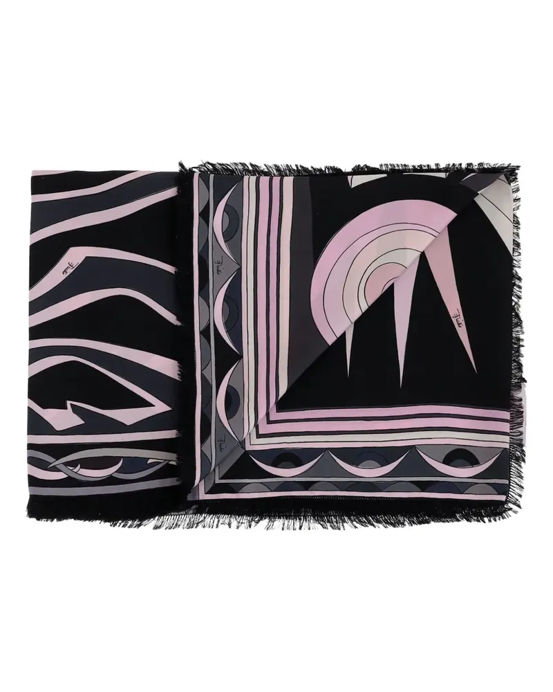 Emilio Pucci geometric-print frayed scarf - Schwarz Schwarz