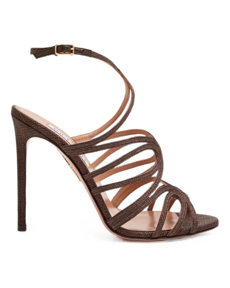 Aquazzura Riemchensandalen mit Raffiabast - Braun Braun