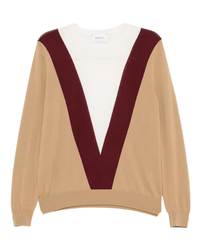 Ports V Pullover mit Logo-Applikation - Braun Braun