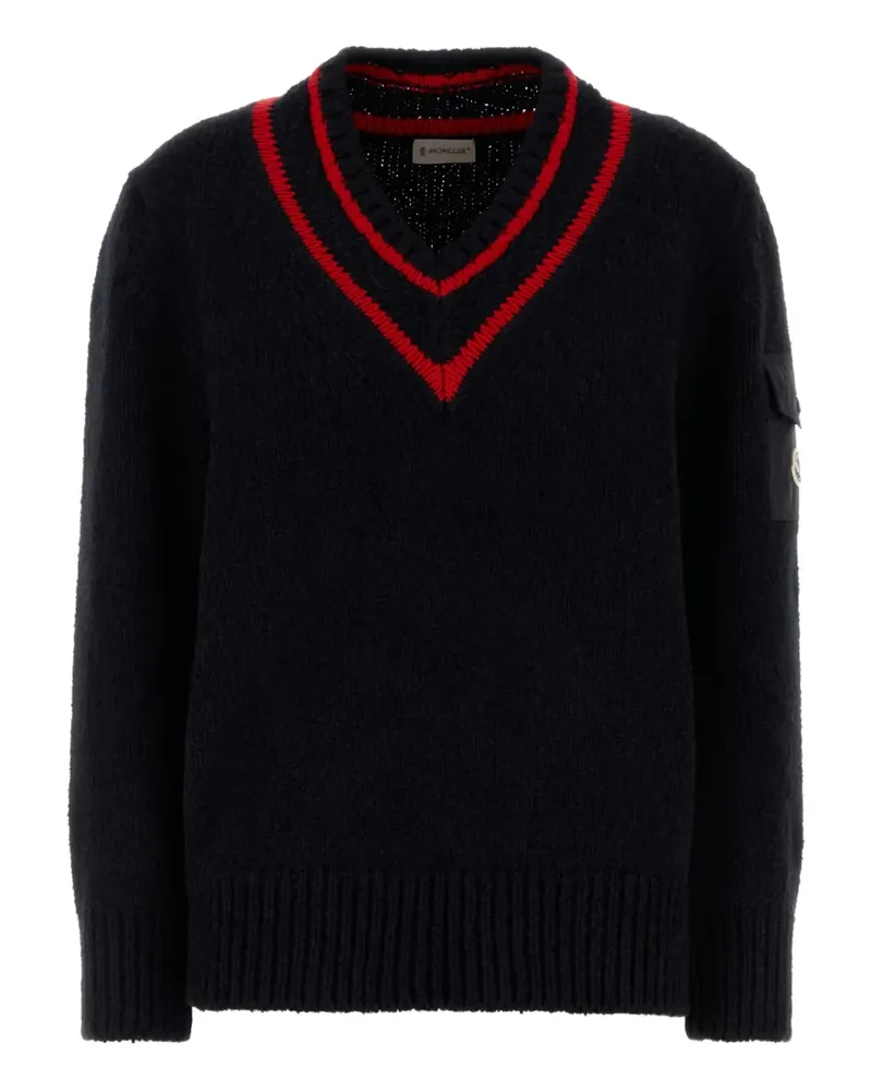 Moncler V-Ausschnitt-Pullover mit aufgesetzten Taschen - Schwarz Schwarz