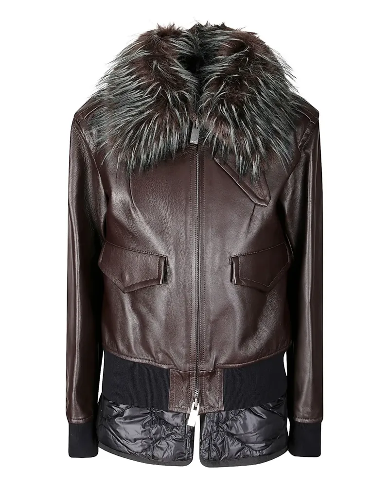 Sacai leather jacket - Braun Braun