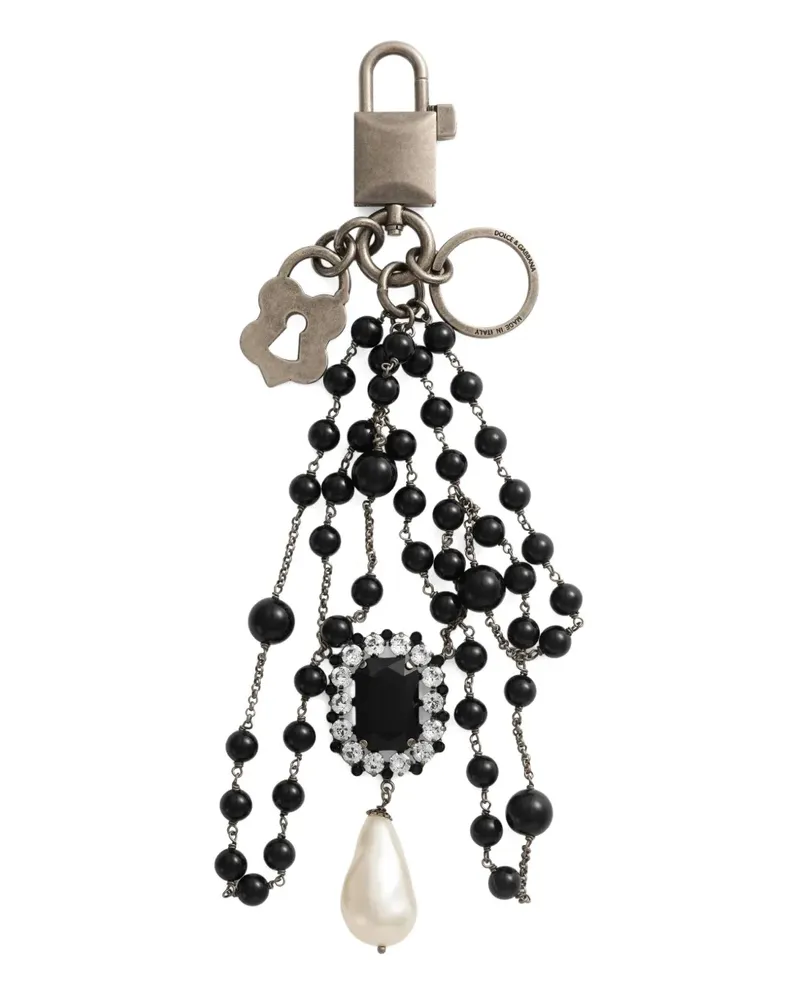Dolce & Gabbana padlock beaded keyring - Silber Silber