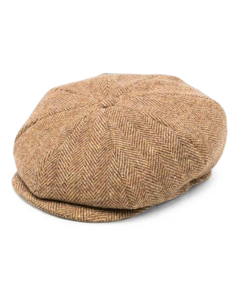 Gran Sasso Flache Baskenmütze mit Fischgrätenmuster - Braun Braun