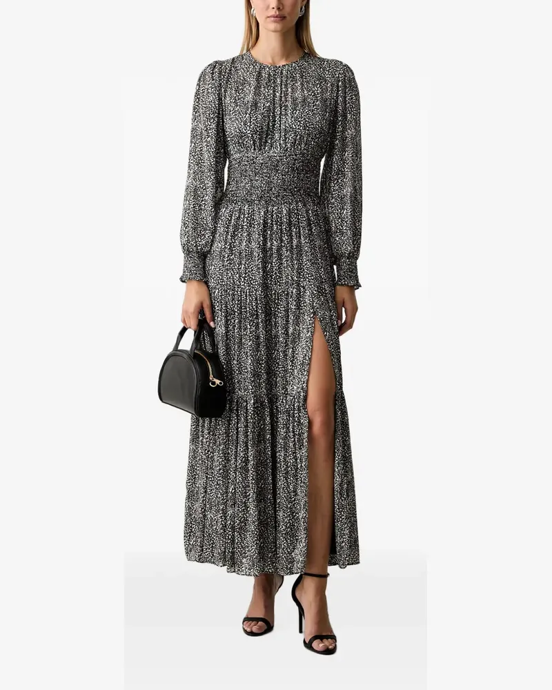 Michael Kors printed smocked georgette maxi dress - Schwarz Schwarz