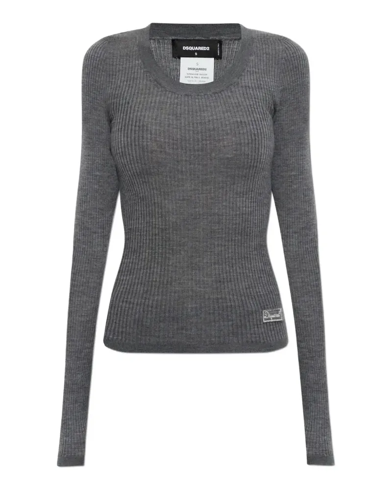 Dsquared2 Gerippter Strickpullover - Grau Grau