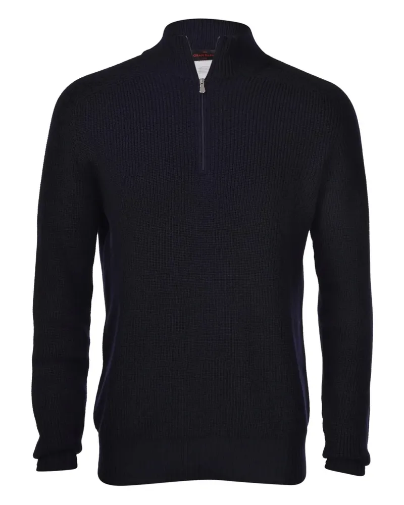 Gran Sasso Gerippter Pullover mit Reißverschluss - Blau Blau