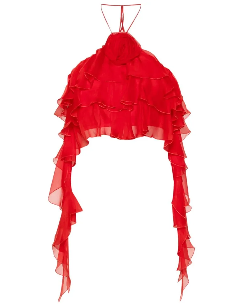 Blumarine Cropped-Top mit Rüschen - Rot Rot