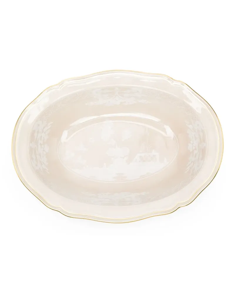 Ginori 1735 Oriente Italiano Deko-Tablett mit Blumen (26cm x 19cm) - Weiß Weiß