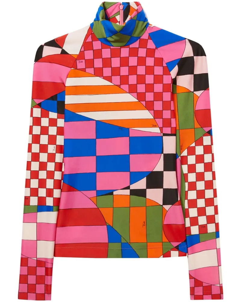 Emilio Pucci Rollkragenoberteil mit Eidechsen-Print - Rosa Rosa