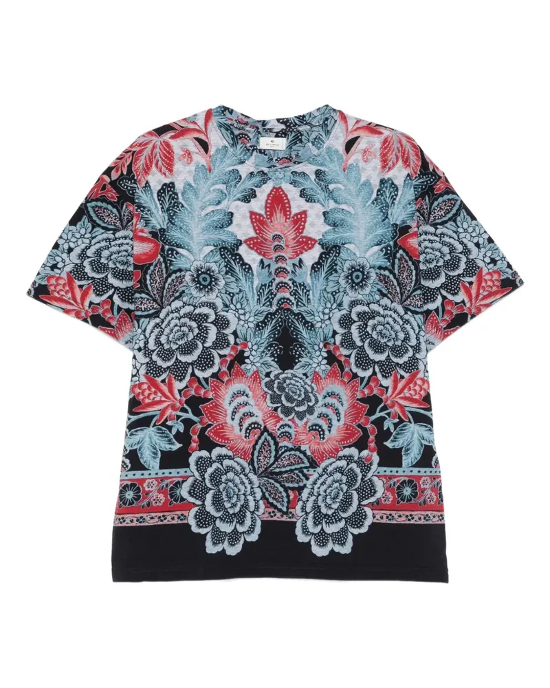Etro T-Shirt mit Blumen-Print - Blau Blau
