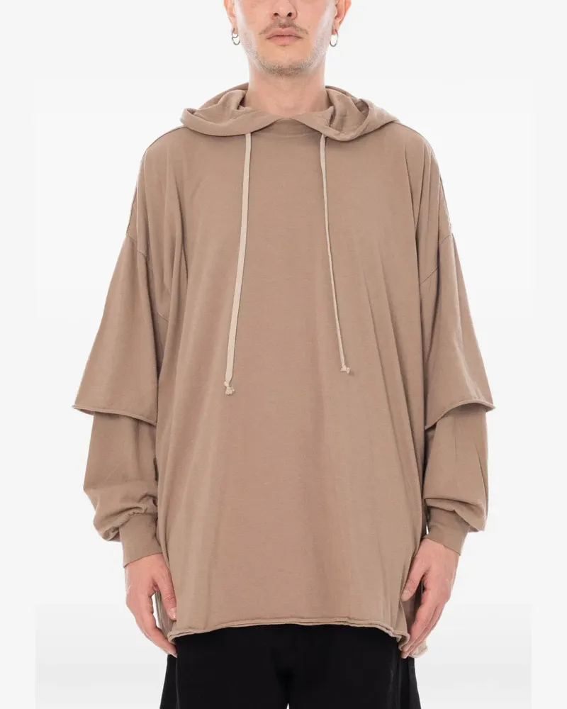 DRKSHDW by Rick Owens Tommy Hustler layered hoodie - Nude Nude
