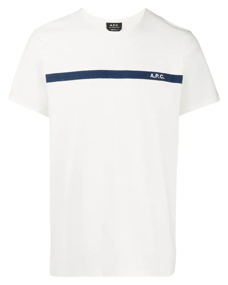 A.P.C. T-Shirt mit Logo-Streifen - Weiß Weiß