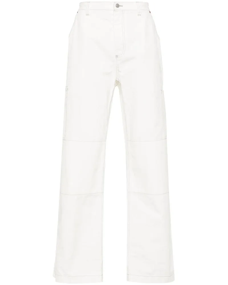 Maison Margiela Gerade Hose mit Logo-Stickerei - Weiß Weiß