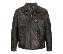 Lederjacke mit Reißverschluss - Braun