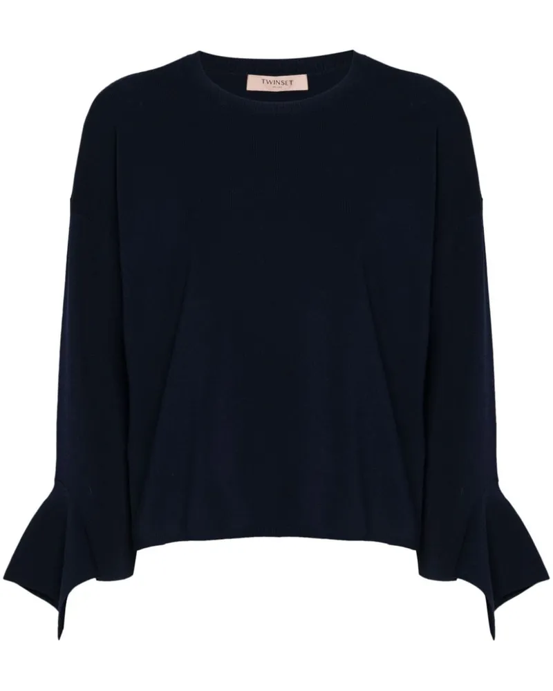 Twin-Set Gerüschter Pullover mit rundem Ausschnitt - Blau Blau