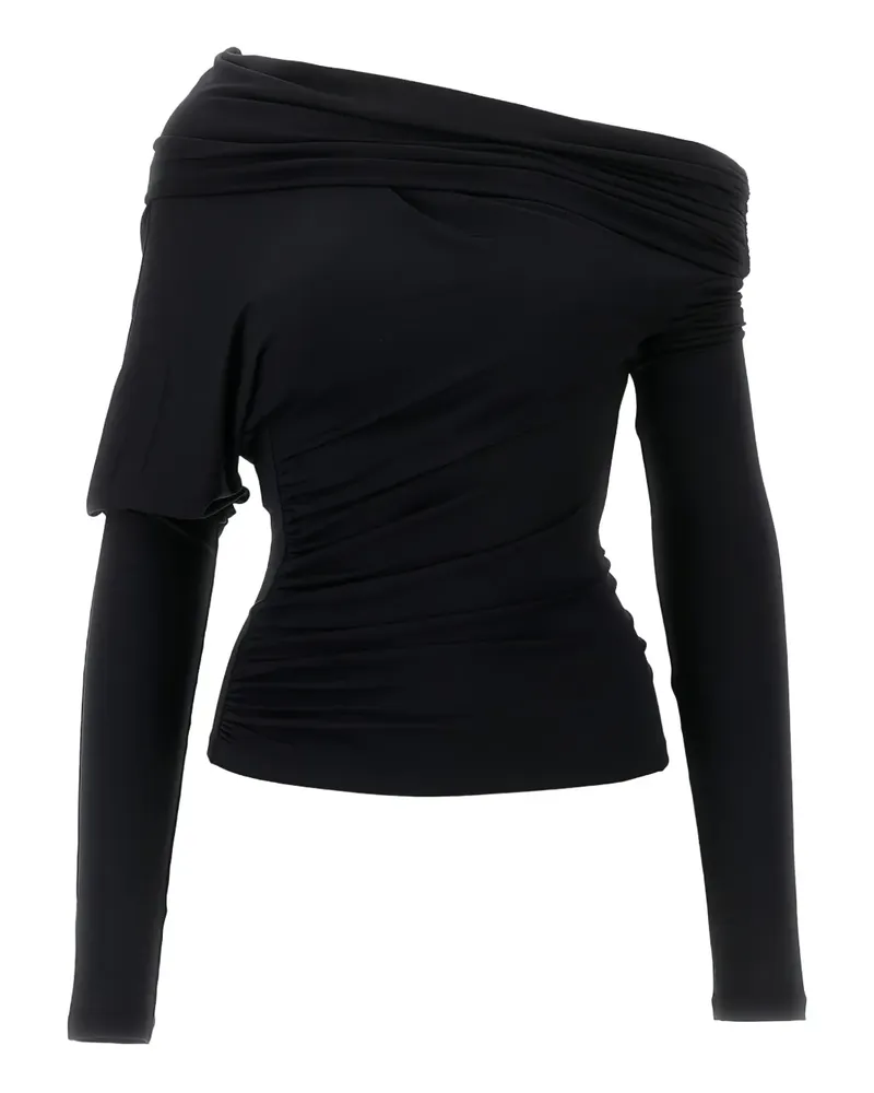 ANDAMANE Drapiertes One-Shoulder-Top - Schwarz Schwarz