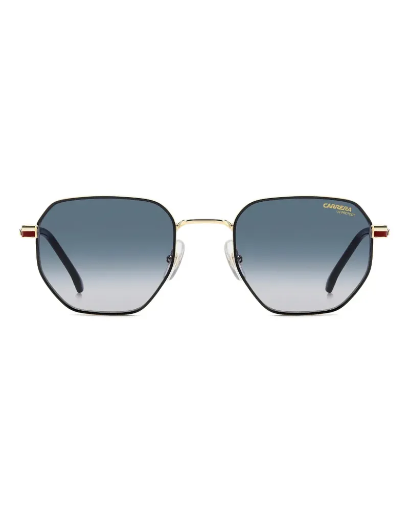 Carrera Gestreifte Sonnenbrille mit geometrischen Gestell - Gold Gold