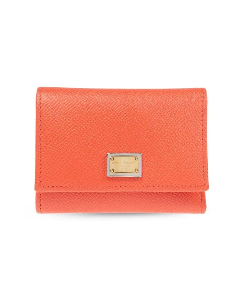 Dolce & Gabbana Portemonnaie mit Logo-Schild - Orange Orange