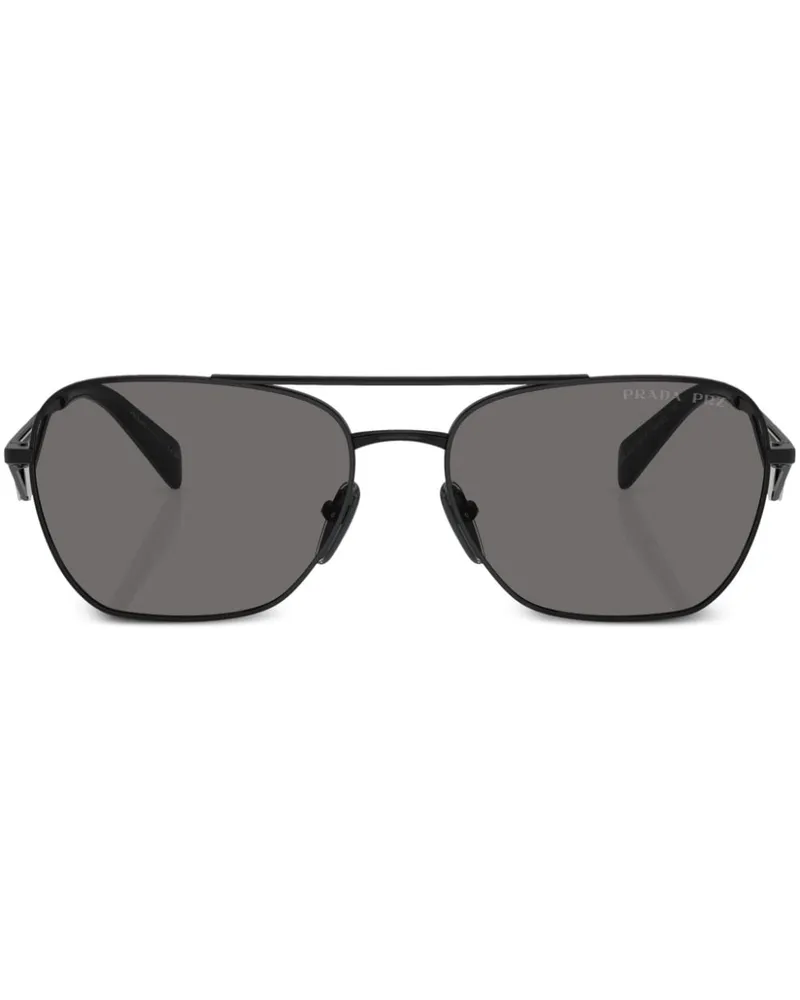 Prada Sonnenbrille mit dreieckigem Logo - Schwarz Schwarz