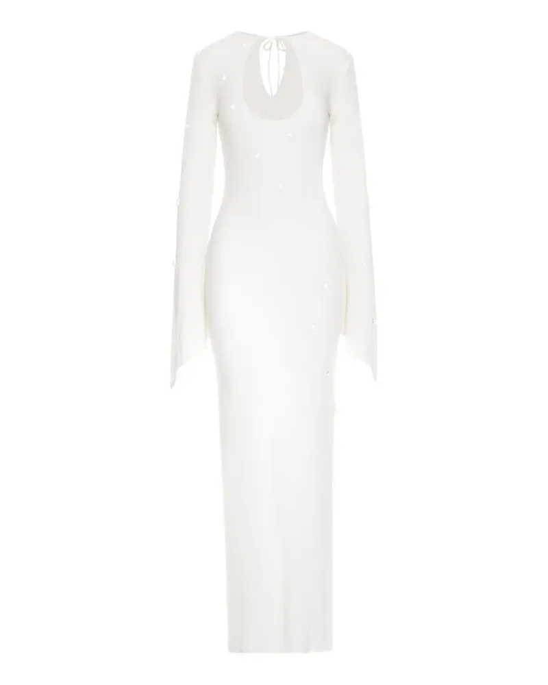 MANURÍ Maxikleid mit Kristallverzierung - Weiß Weiß