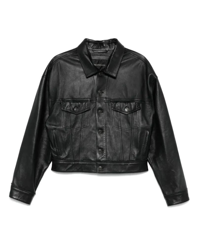 Balenciaga Hemdjacke aus Leder - Schwarz Schwarz