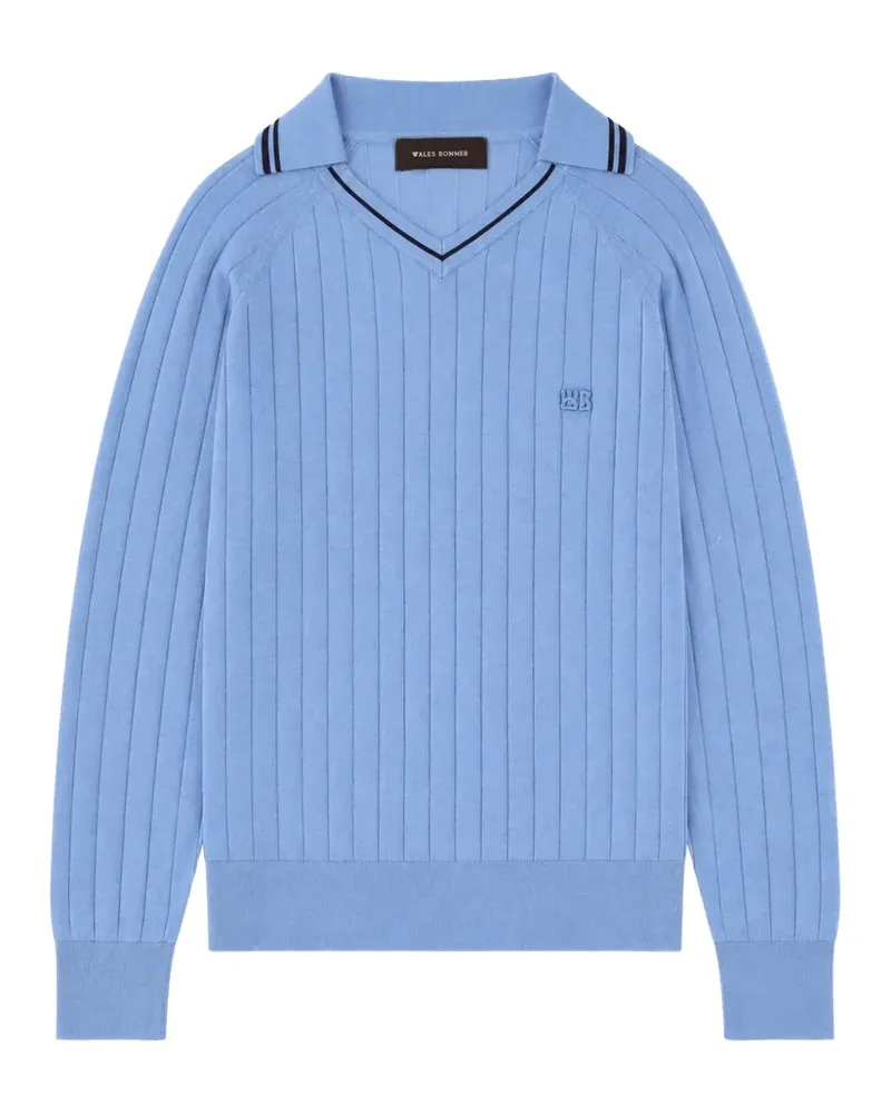 Wales Bonner Geripptes Poloshirt - Blau Blau