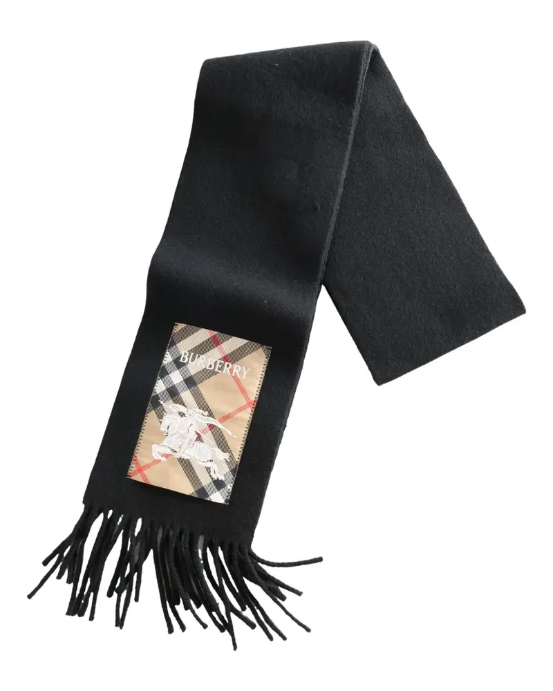 Burberry Fransenschal mit EKD-Applikation - Schwarz Schwarz