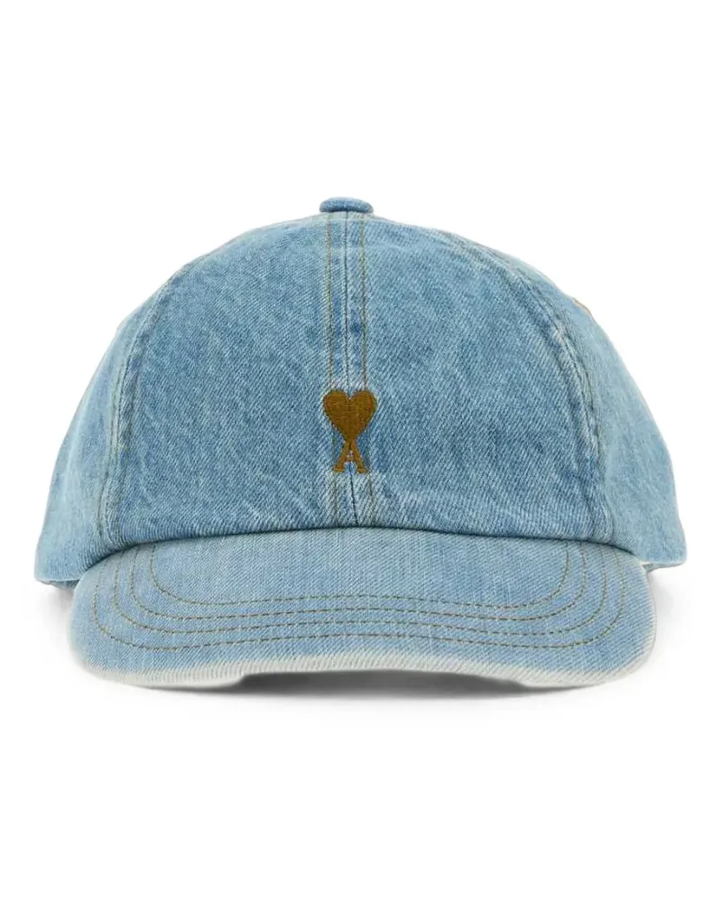 AMI Paris Baseballkappe aus Ami de Coeur Light Washed Denim - Blau Blau