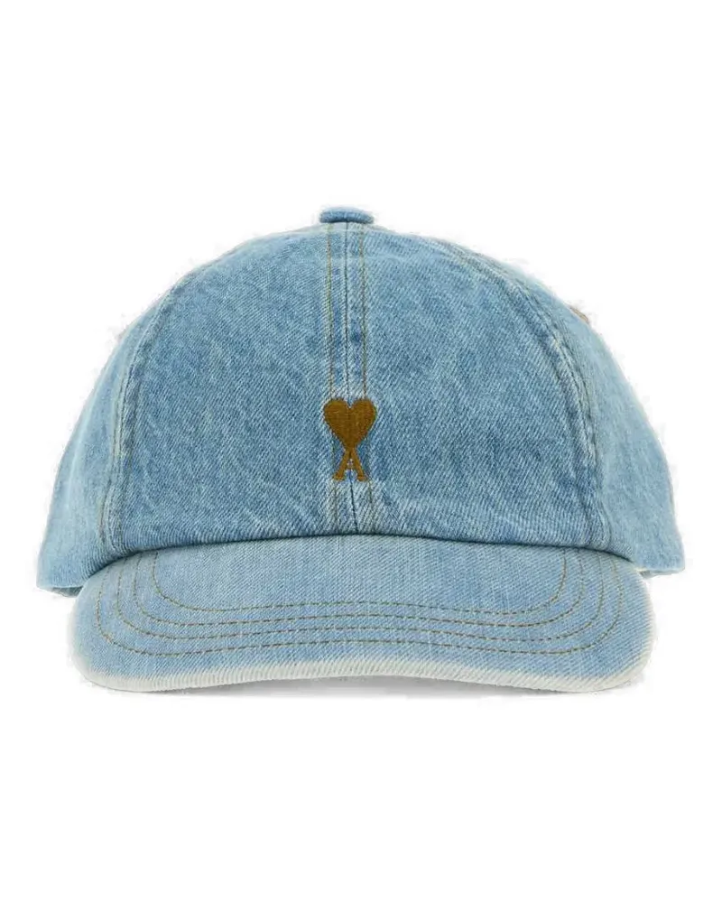 AMI Paris Baseballkappe aus Ami de Coeur Light Washed Denim - Blau Blau
