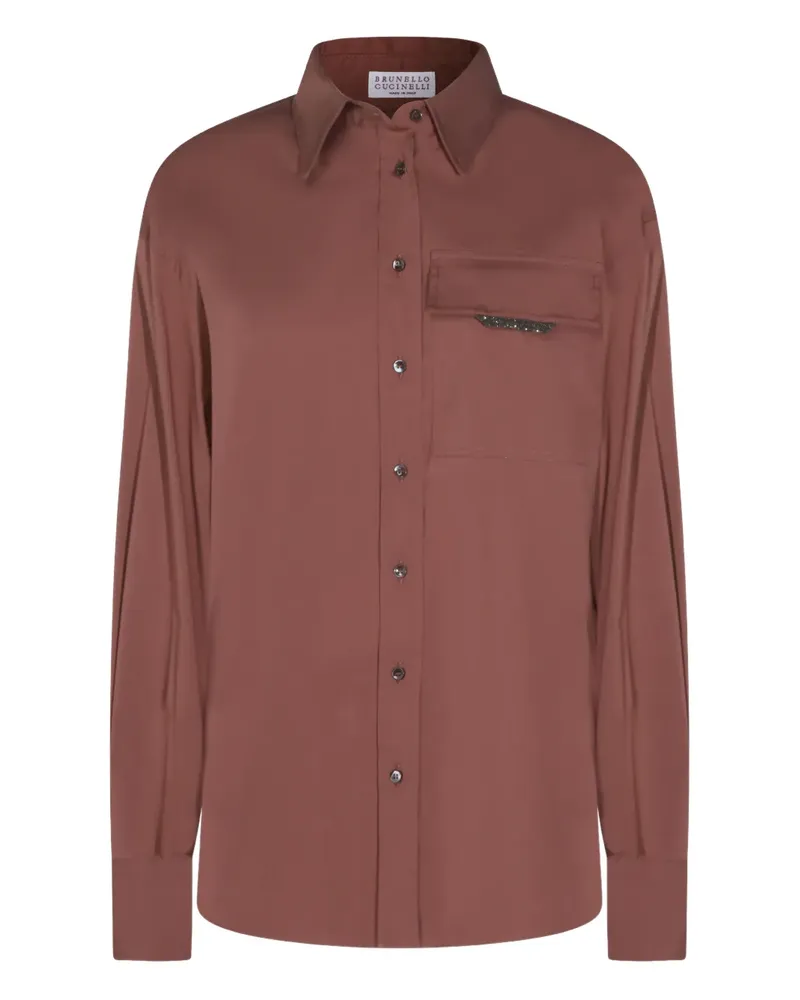 Brunello Cucinelli Hemd mit Taschenverzierung - Braun Braun