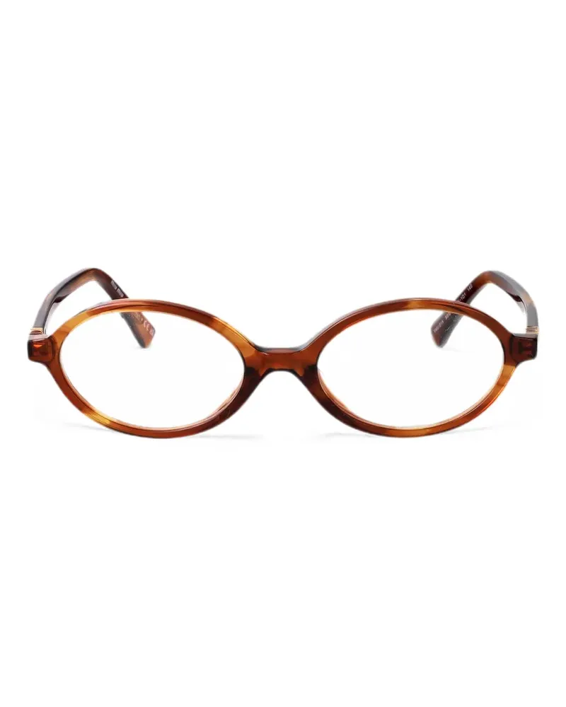Miu Miu tortoiseshell-effect oval-frame glasses - Braun Braun