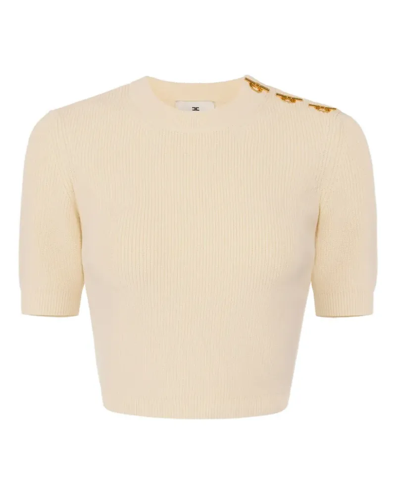Elisabetta Franchi T-Shirt aus geripptem Strick - Nude Nude