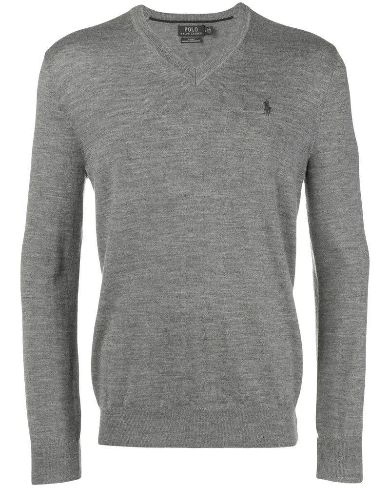 Ralph Lauren Merinopullover mit V-Ausschnitt - Grau Grau