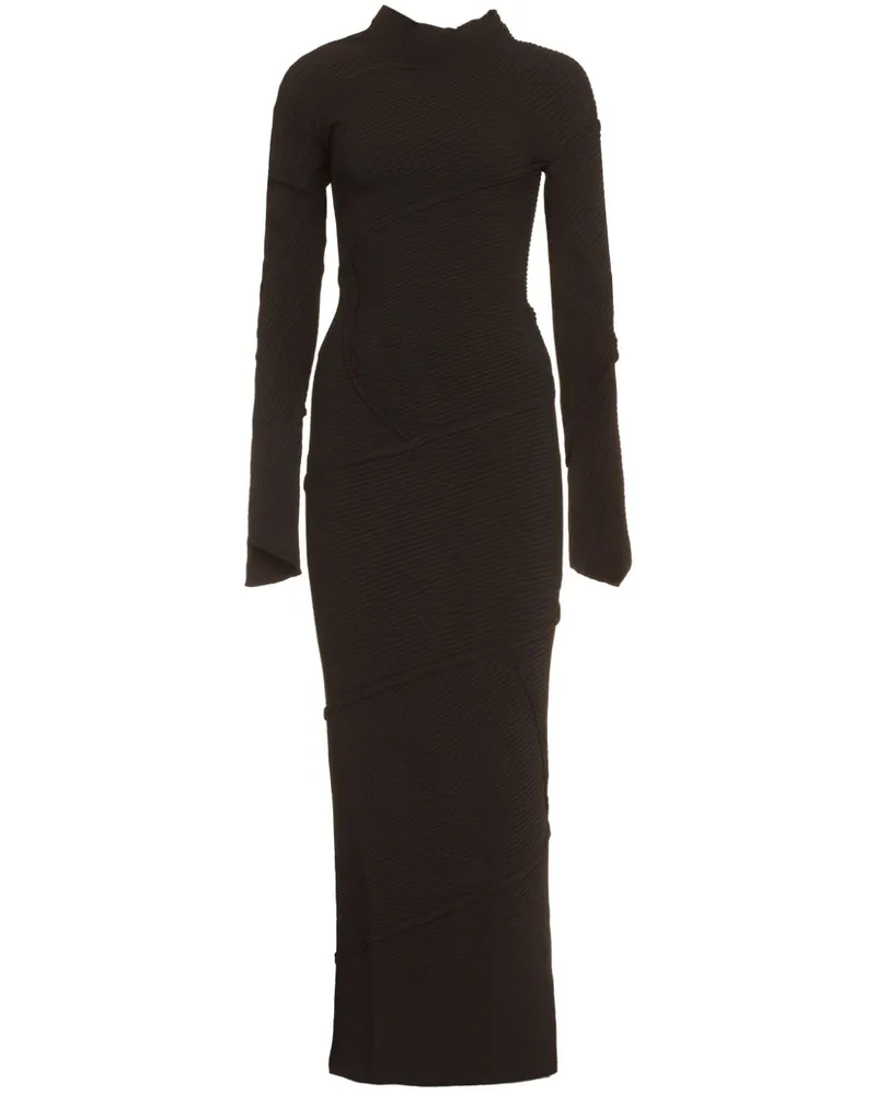 Balenciaga Geripptes Maxikleid - Schwarz Schwarz