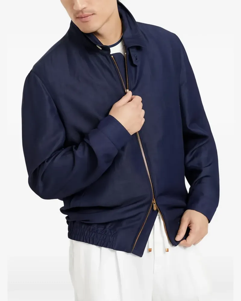 Brunello Cucinelli zip-up bomber jacket - Blau Blau